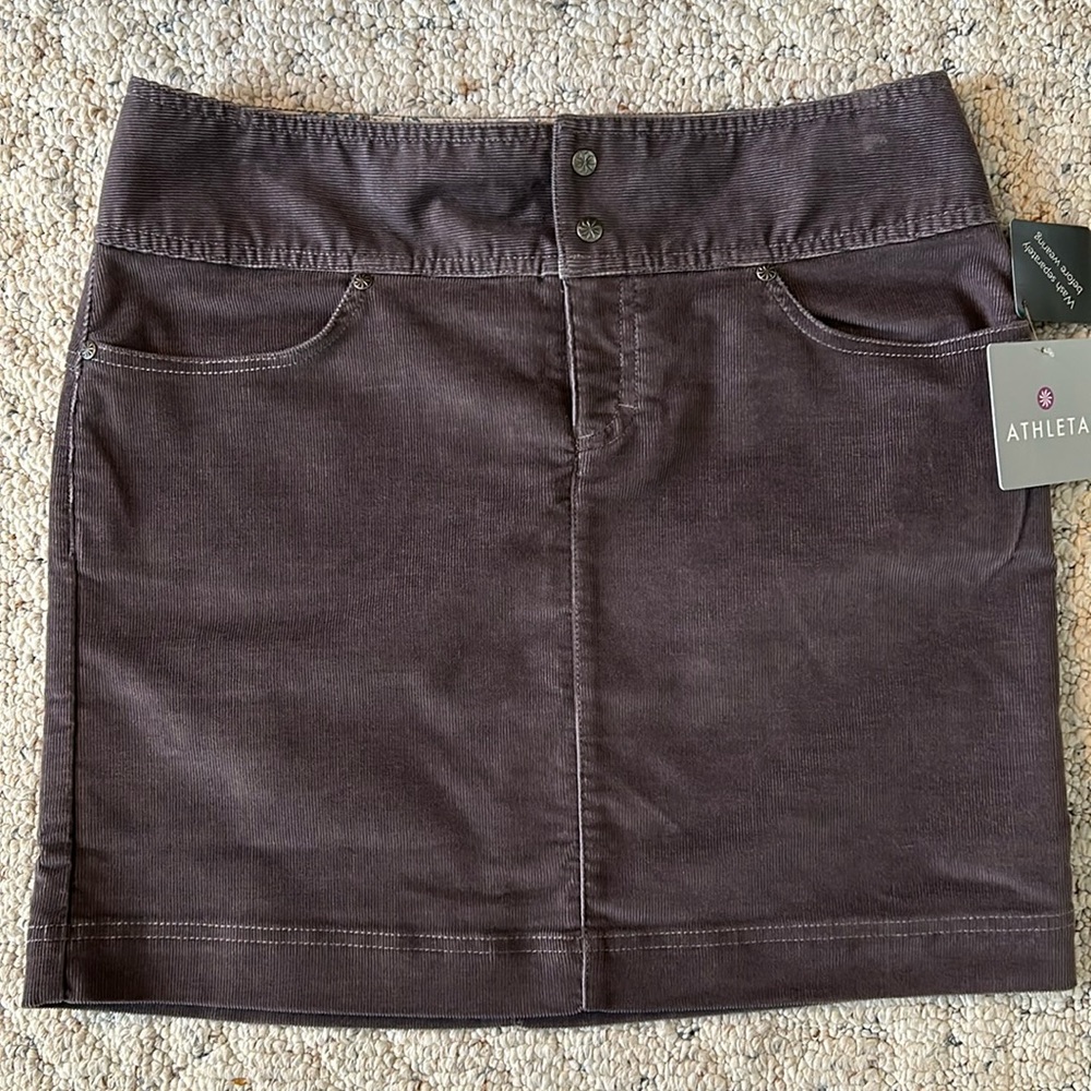 Athleta corduroy skirt, grey w/purple hue, size 8 - Picture 2 of 7